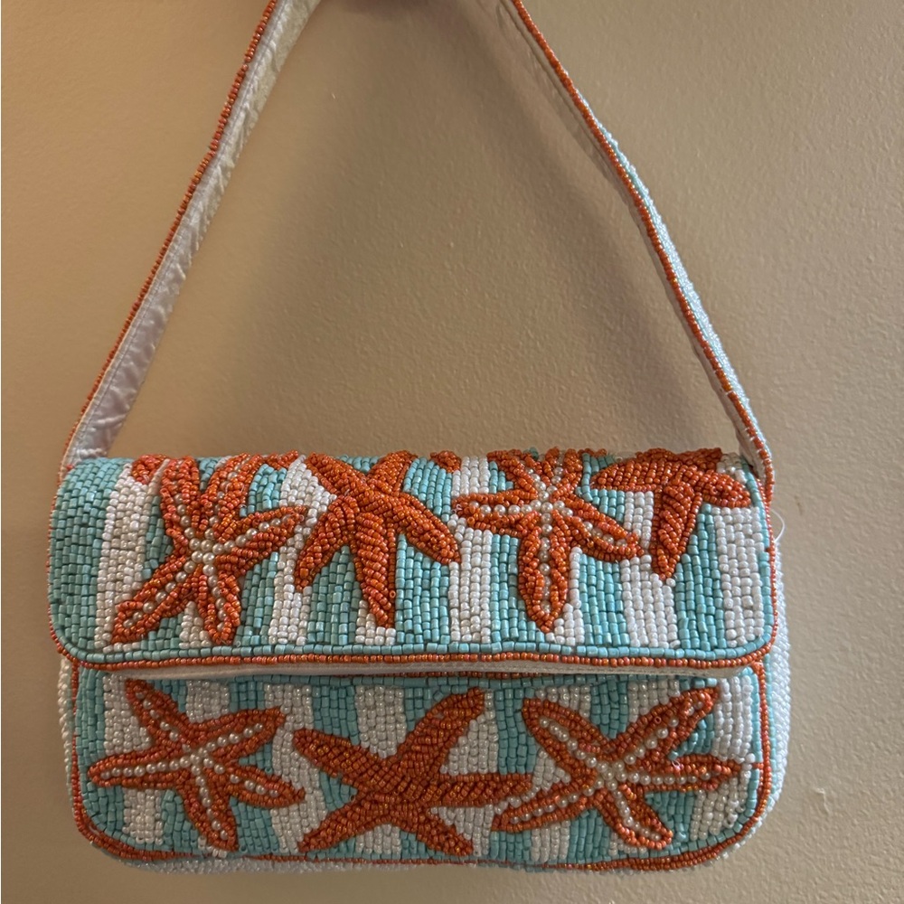 NEW Beaded Starfish Bag - SUMMER HANDBAG Orange and Blue VIRAL TRENDY